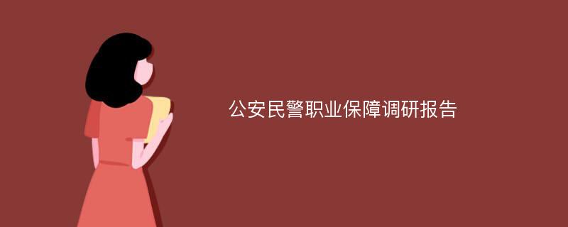 公安民警职业保障调研报告