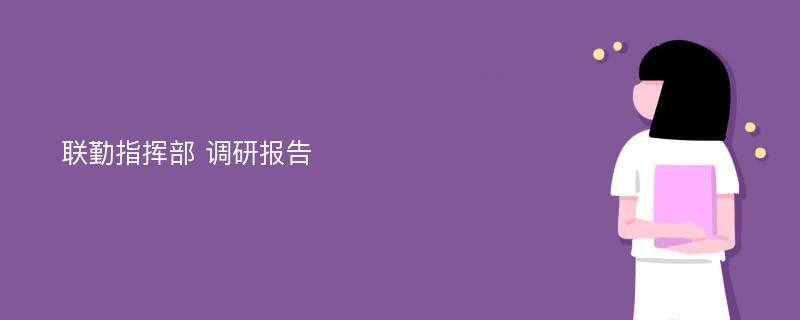 联勤指挥部 调研报告